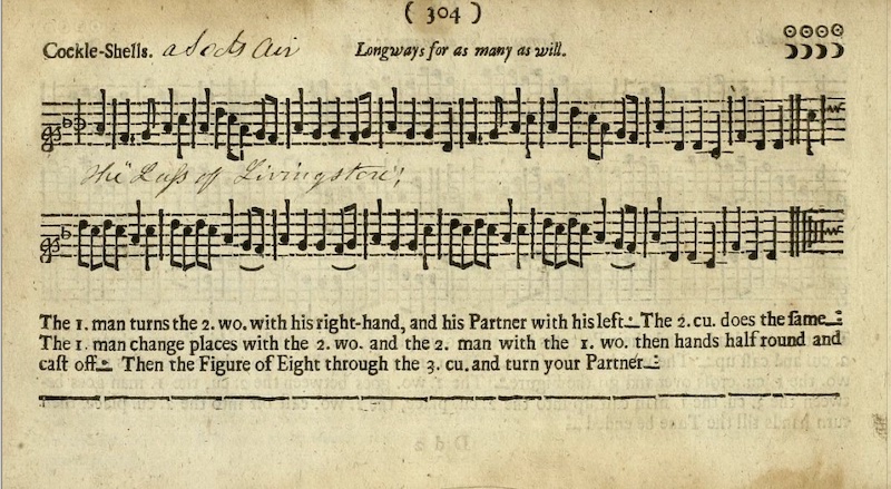 A screenshot of the songbook mentioned earlier contining the music for Cockleshells.