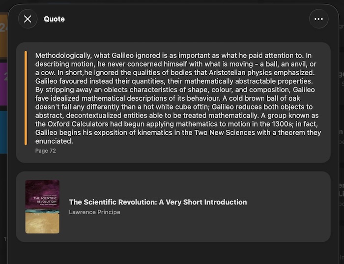 a screenshot of the Book Tracker App on a quote captured via OCR