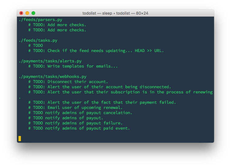 Todolist Terminal Window